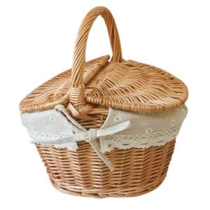 Picnic Wooden Basket Handheld Basket For Summer
